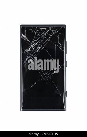 Mobile smartphone with broken screen isolated Stock Photo