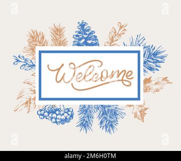 Welcome - calligraphic inscription with smooth lines Stock Vector