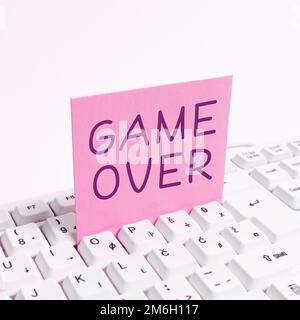 Sign displaying Game Over. Internet Concept A situation in a particular sport that reach his finals or ending Stock Photo