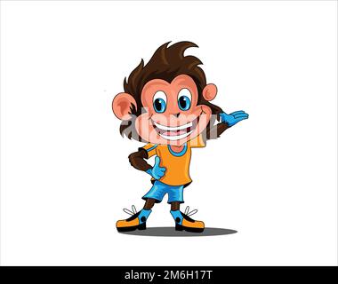 Cute monkey mascot cartoon vector illustration Stock Vector
