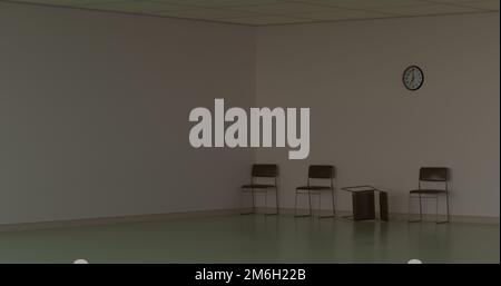 3d render, 3d illustration. Empty room or office with waiting chairs. Stock Photo