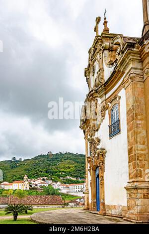 Facade of a historic church in the city of Ouro Preto, Minas Gerais Stock Photo