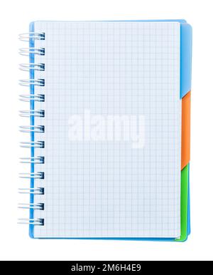 Checked notebook isolated on white. Stock Photo