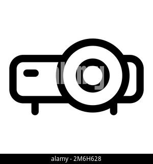 Projector icon line isolated on white background. Black flat thin icon on modern outline style. Linear symbol and editable stroke. Simple and pixel pe Stock Vector