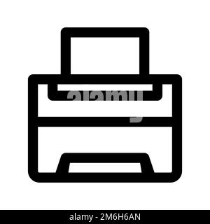 Office printer icon line isolated on white background. Black flat thin icon on modern outline style. Linear symbol and editable stroke. Simple and pix Stock Vector