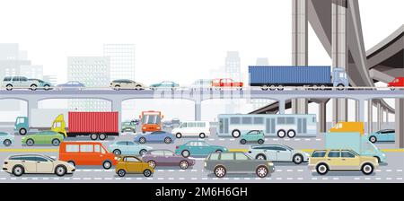 traffic jam in the city illustration Stock Photo - Alamy