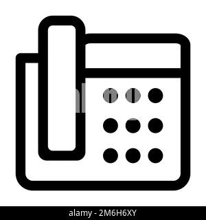 Fax icon line isolated on white background. Black flat thin icon on modern outline style. Linear symbol and editable stroke. Simple and pixel perfect Stock Vector