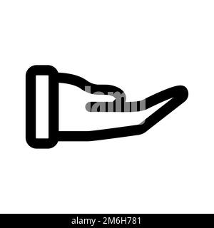 Hand icon line isolated on white background. Black flat thin icon on modern outline style. Linear symbol and editable stroke. Simple and pixel perfect Stock Vector