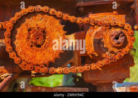 Rusted metallic cog-wheels mehanism Stock Photo