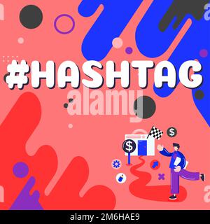 Inspiration showing sign Hashtag. Business concept Internet tag for social media Communication search engine strategy Stock Photo