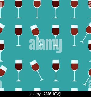 Glasses of various shapes with alcohol seamless pattern. Vector print of glass transparent glasses on a colored background Stock Vector