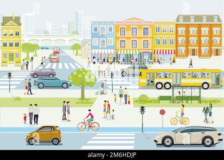 Road traffic with pedestrians and cars on city streets Stock Photo - Alamy