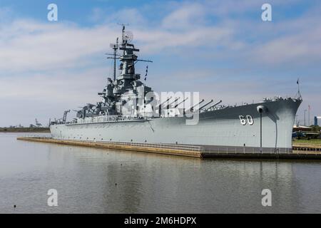 Warship USS Alabama, in the USS Alabama Battleship Memorial Park, Mobile, Alabama, USA Stock Photo