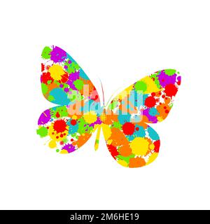 Abstract multicolored butterflies with splashes of paint. Vector illustration Stock Vector