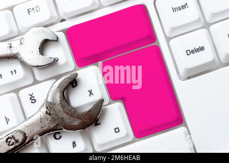 Computer Engineering Concept, Abstract Repairing Broken Keyboard, Safe Website Activities, Modern Typing Tool, Information Gathe Stock Photo