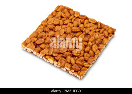 Crunchy caramelized of peanuts isolated on white with clipping path included Stock Photo