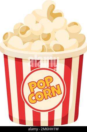 Pop corn striped bucket. Cartoon cinema snack Stock Vector