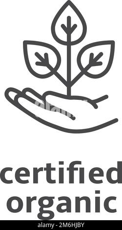 Certified organic label. Natural product linear icon Stock Vector