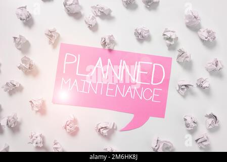 Writing displaying text Planned Maintenance. Business showcase Check ups to be done Scheduled on a Regular Basis Stock Photo