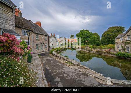 The cottages at Mill Pond, Swanage, Dorset, England, Uk Stock Photo