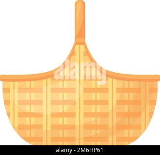 Bamboo basket. Tradition rural wicker cartoon icon isolated on white background Stock Vector