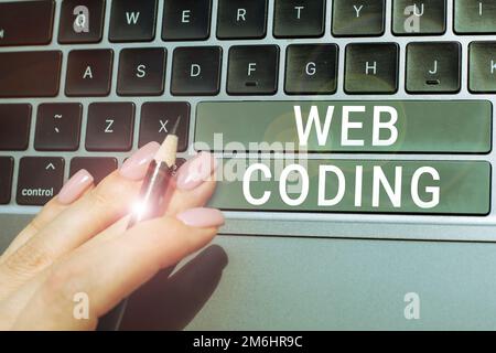 Handwriting text Web Coding. Word Written on work involved in developing a web site for the Internet Stock Photo