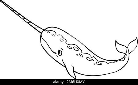 Narwhal Isolated Coloring Page for Kids Stock Vector