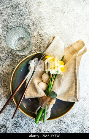Minimalistic table setting for easter Stock Photo