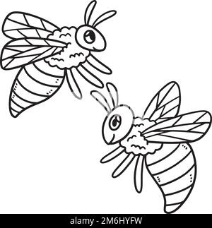 Baby Bee Isolated Coloring Page for Kids Stock Vector