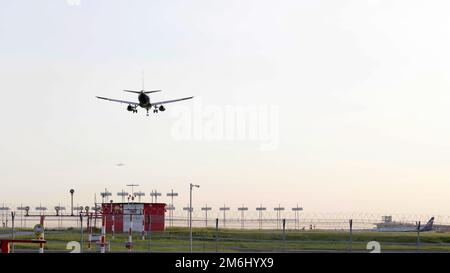 MOSCOW, RUSSIA, May 12, 2018: Company Aeroflot passenger plane comes in to land in to the airport Sheremetyevo, Russia. MOSCOW, Stock Photo