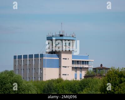 Moscow Russia Zhukovsky Airfield airport control tower the international aerospace salon MAKS-2021 Stock Photo