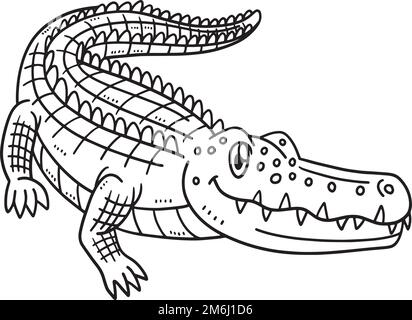 Mother Crocodile Isolated Coloring Page for Kids Stock Vector