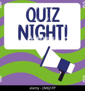 Hand writing sign Quiz Night. Internet Concept evening test knowledge competition between individuals Stock Photo