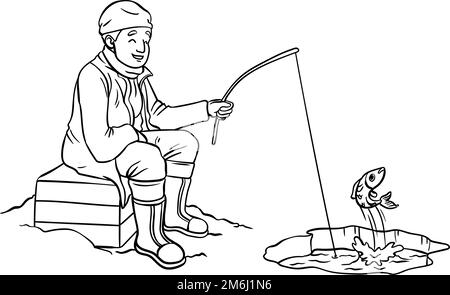 Fishing Isolated Coloring Page for Kids Stock Vector Image & Art - Alamy