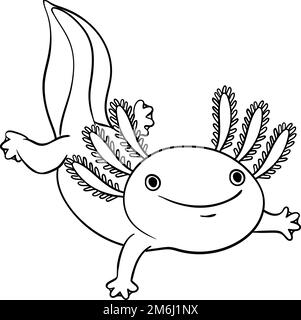 Axolotl Isolated Coloring Page for Kids Stock Vector