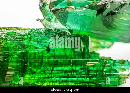 Two brazilian green tourmaline raw crystal Stock Photo