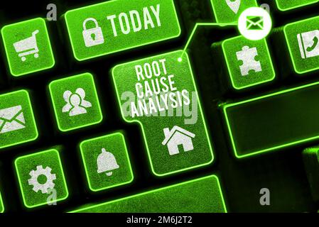 Writing displaying text Root Cause Analysis. Business showcase Method of Problem Solving Identify Fault or Problem Stock Photo
