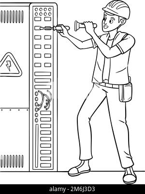 Electrician Isolated Coloring Page for Kids Stock Vector