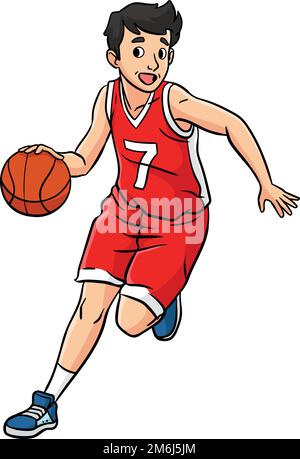 Basketball Sports Cartoon Colored Clipart  Stock Vector