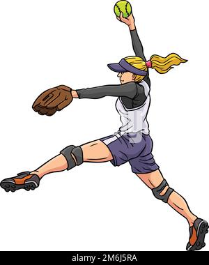 Softball Sports Cartoon Colored Clipart Stock Vector