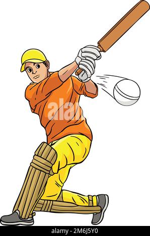 Cricket Sports Cartoon Colored Clipart Stock Vector