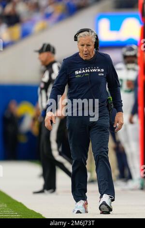 Inglewood, United States. 02nd Dec, 2022. Seattle Seahawks safety Teez  Tabor (39) celebrates against the Los Angeles Rams during a NFL football  game, Sunday, Dec. 4, 2022, in Inglewood, Calif at Sofi