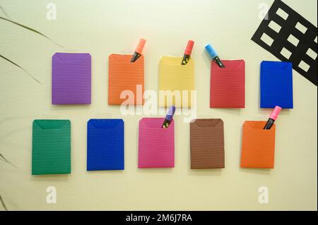 The interior of a primary school, a preschool with furniture and basic items for children's development, bright colors of the interior of the rooms. Stock Photo