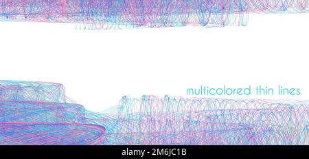 Abstract background with multicolored thin lines on a white. Vector graphic pattern Stock Vector