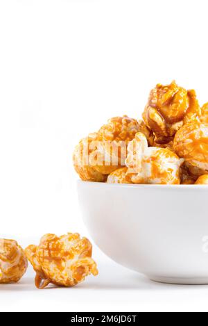 Sweet caramel candy popcorn in a bowl Stock Photo