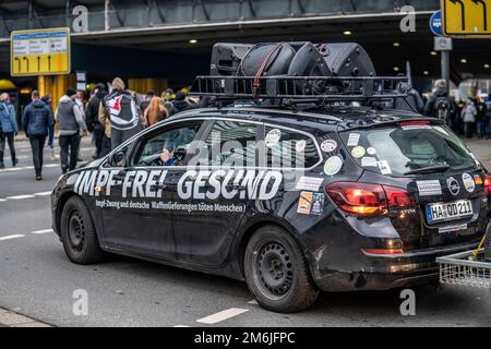 Demo of the group NRW Erwacht, a mixture of anti-vaccinationists, contrarians, right-wing radicals, conspiracy theorists, nationalists, Essen, NRW, Ge Stock Photo