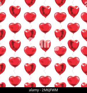 heart shaped balloons. background pattern seamless. Vector illustration. San Valentín. Happy Valentines day. Stock Vector