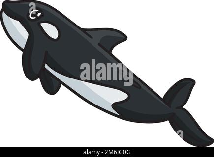 Killer Whale Marine Animal Cartoon Colored Clipart Stock Vector