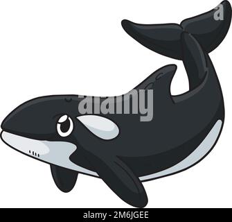 Killer Whale Marine Animal Cartoon Colored Clipart Stock Vector