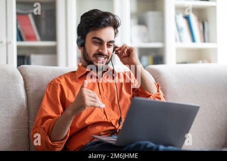 Young middle eastern man project manager working from home Stock Photo